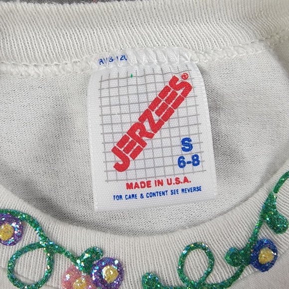 Vintage Jerzees Kids Small White T Shirt Happy Easter Bunny Short Sleeve Cute - Picture 4 of 9